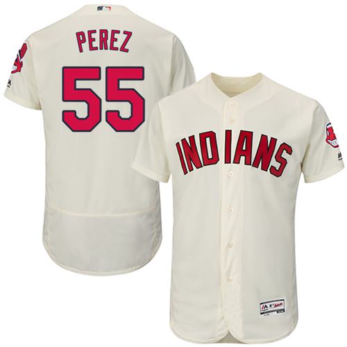 Indians #55 Roberto Perez Cream Flexbase Authentic Collection Stitched MLB Jersey - Click Image to Close